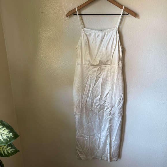 Lulus | Hold Your Hand White Satin Midi Dress - Picture 2 of 8